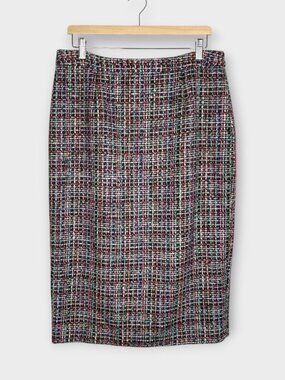 Halogen Callie Tweed Pencil Skirt Size 14 Lined Black Pink Office Siren NEW